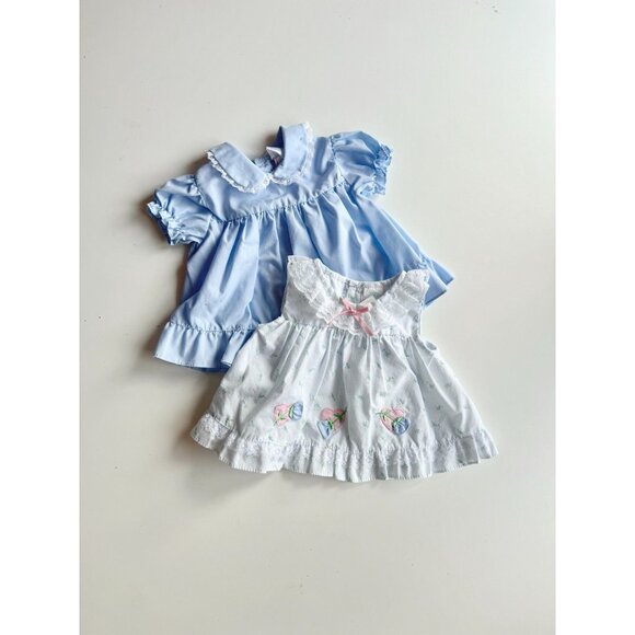 Newborn Baby Girls' MINI TOGS Blue Floral Cotton 2-Piece Dress, Size 0-14lbs - Picture 5 of 16